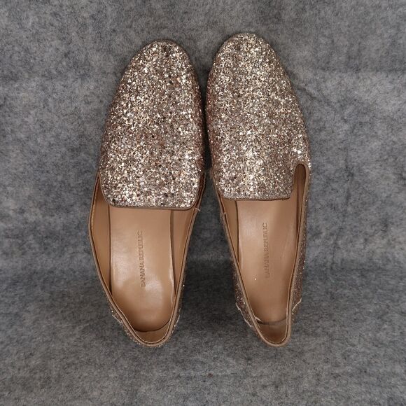 Banana Republic Shoes Womens 7 Fashion Slipper Demi Glitter Smoking Slip On Gold - Picture 6 of 12